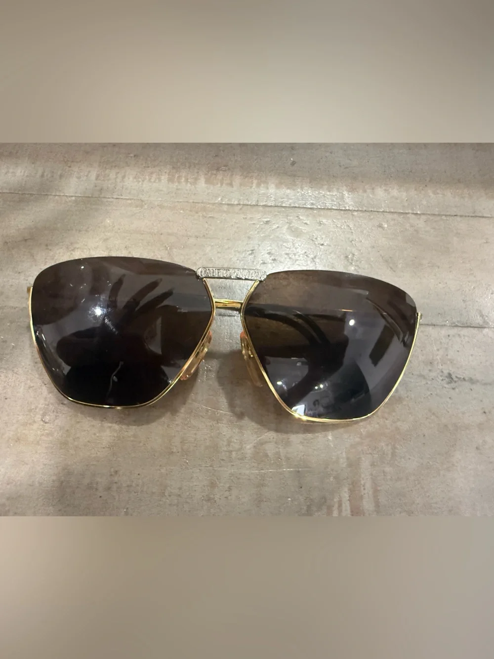Vintage Claudio La Viola for Private Eyes Gold Rimless Sunglasses Made in Italy